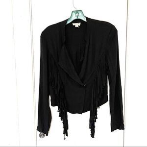 L.A hearts black rayon fringe trim jacket